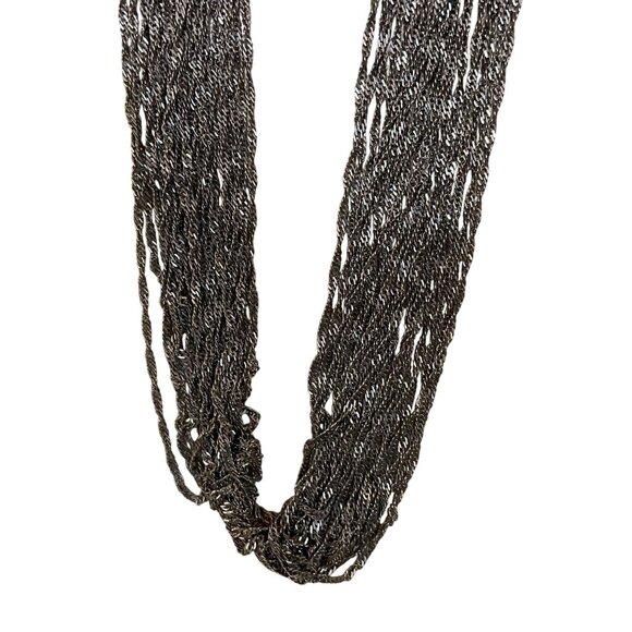 Multi-Strand Metallic Silver Beaded Necklace With Magnetic Clasp 32" - Picture 3 of 5